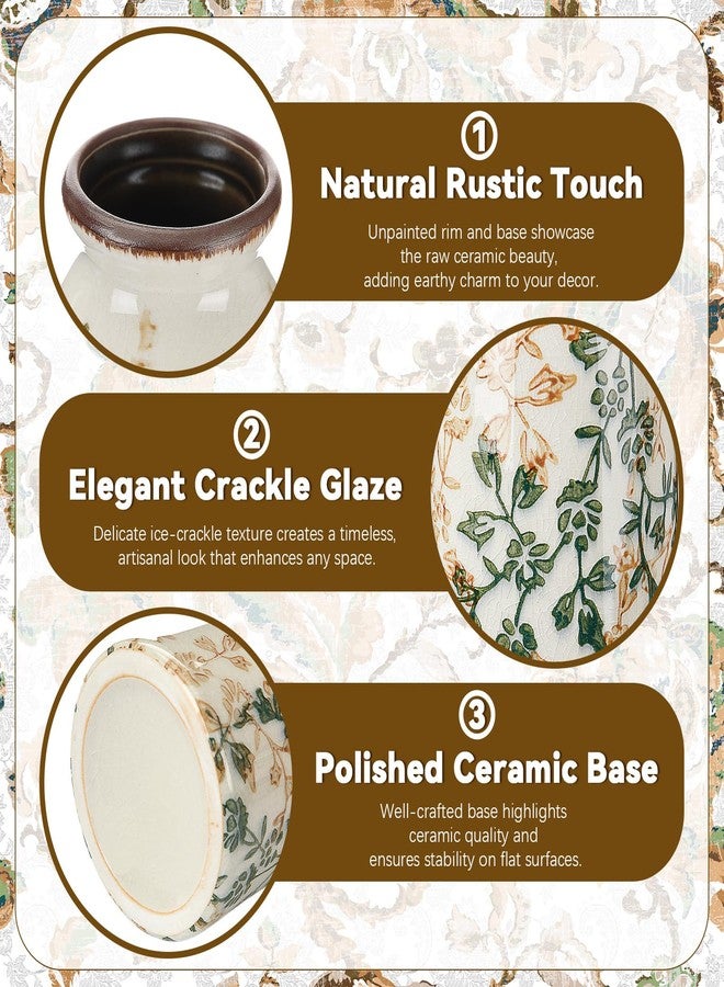 Ninehaoou 2 Pcs Vintage Ceramic Flower Vase, Rustic Boho Farmhouse Decor for Home, Table, Shelf, Office, Small Decorative Centerpiece, Cute Aesthetic Gift (6.1 Inches/7.8 Inches) - Image 5